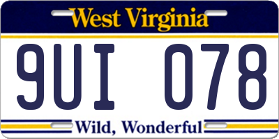 WV license plate 9UI078