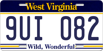 WV license plate 9UI082
