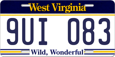 WV license plate 9UI083