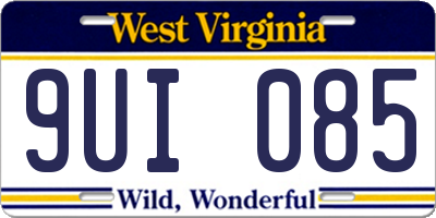 WV license plate 9UI085
