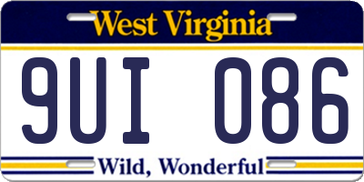 WV license plate 9UI086
