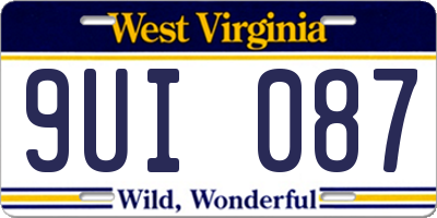 WV license plate 9UI087