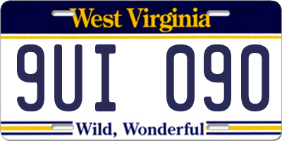 WV license plate 9UI090