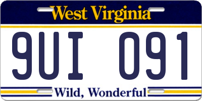 WV license plate 9UI091