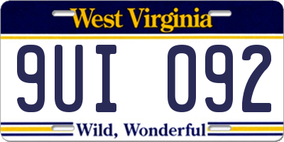 WV license plate 9UI092