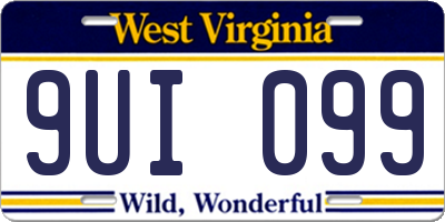 WV license plate 9UI099