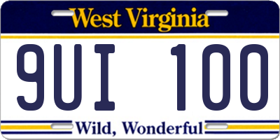 WV license plate 9UI100