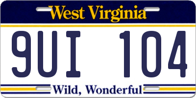 WV license plate 9UI104