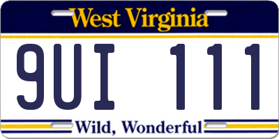 WV license plate 9UI111