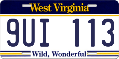 WV license plate 9UI113