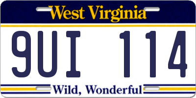 WV license plate 9UI114