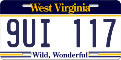 WV license plate 9UI117