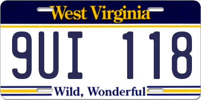 WV license plate 9UI118
