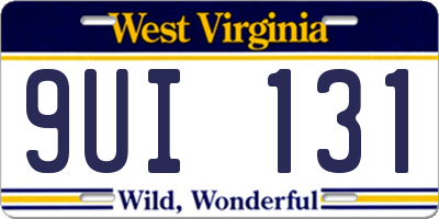 WV license plate 9UI131
