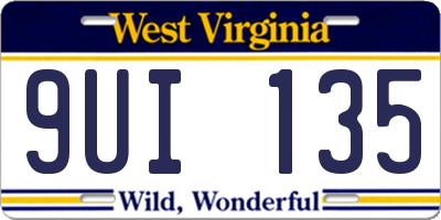WV license plate 9UI135