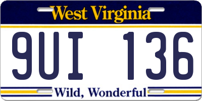 WV license plate 9UI136