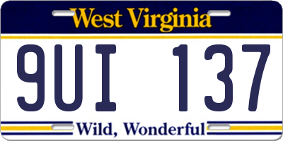 WV license plate 9UI137