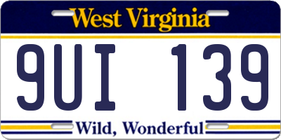 WV license plate 9UI139