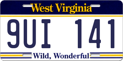 WV license plate 9UI141
