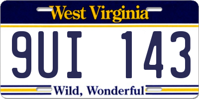 WV license plate 9UI143