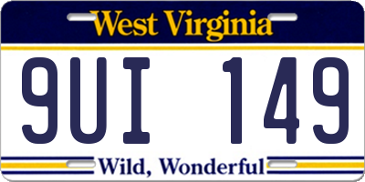 WV license plate 9UI149