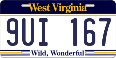 WV license plate 9UI167