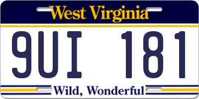 WV license plate 9UI181