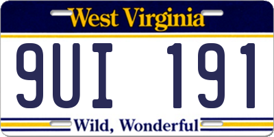 WV license plate 9UI191