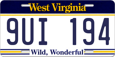 WV license plate 9UI194