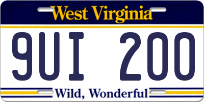 WV license plate 9UI200