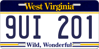 WV license plate 9UI201