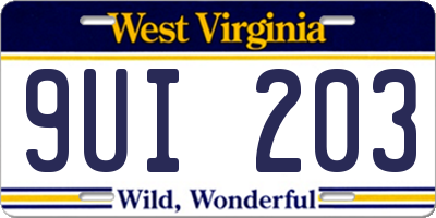 WV license plate 9UI203