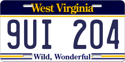 WV license plate 9UI204