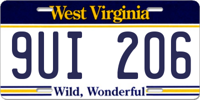WV license plate 9UI206