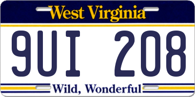 WV license plate 9UI208
