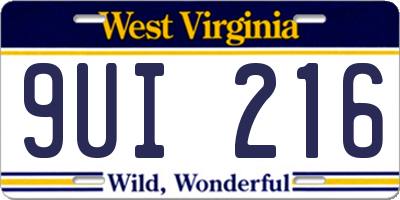 WV license plate 9UI216