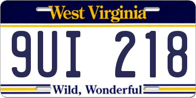 WV license plate 9UI218