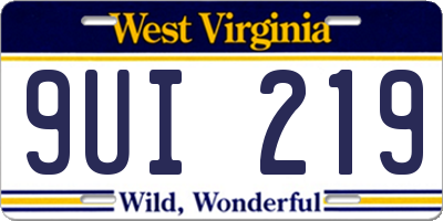 WV license plate 9UI219
