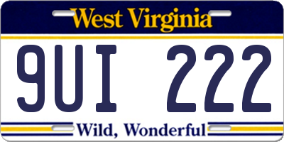 WV license plate 9UI222