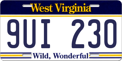 WV license plate 9UI230