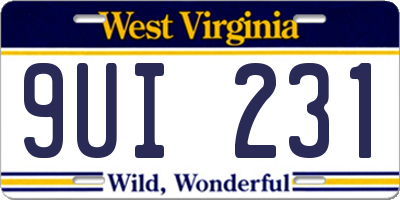 WV license plate 9UI231