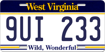 WV license plate 9UI233
