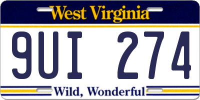 WV license plate 9UI274