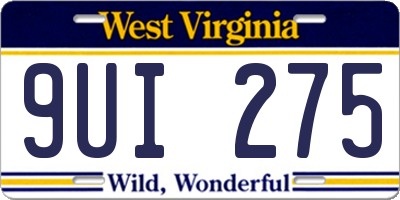 WV license plate 9UI275