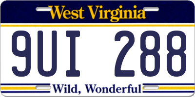 WV license plate 9UI288
