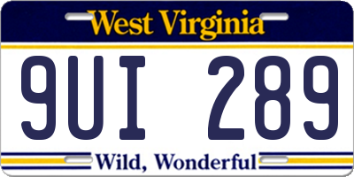 WV license plate 9UI289