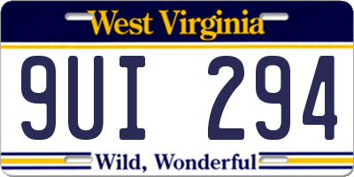 WV license plate 9UI294