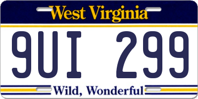 WV license plate 9UI299