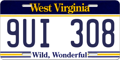 WV license plate 9UI308