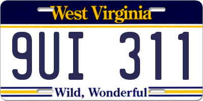 WV license plate 9UI311